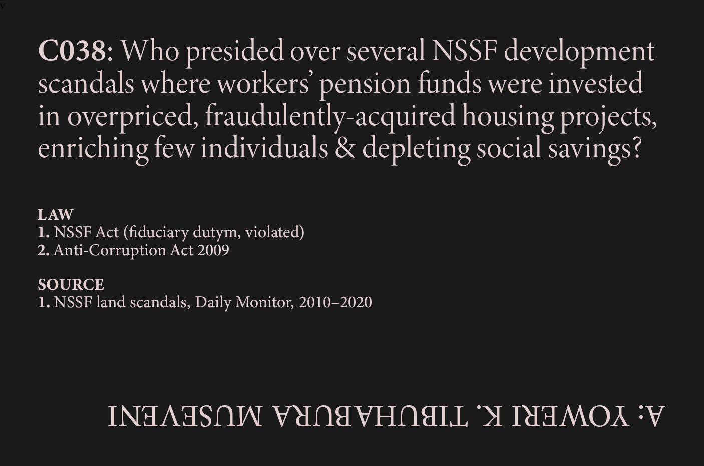 NSSF Development Scandals