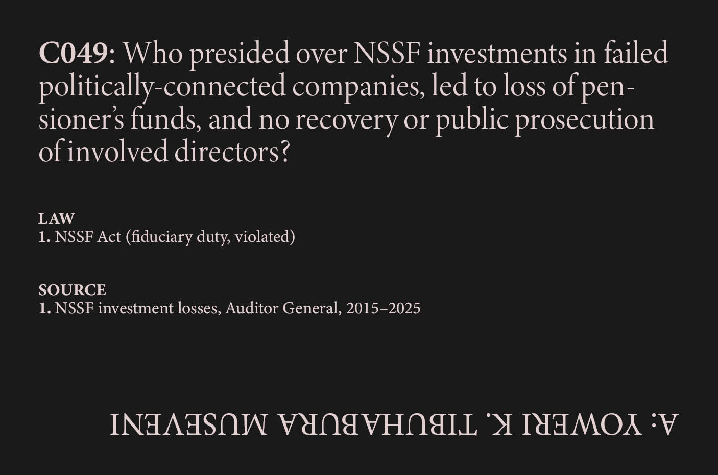 NSSF Failed Investments
